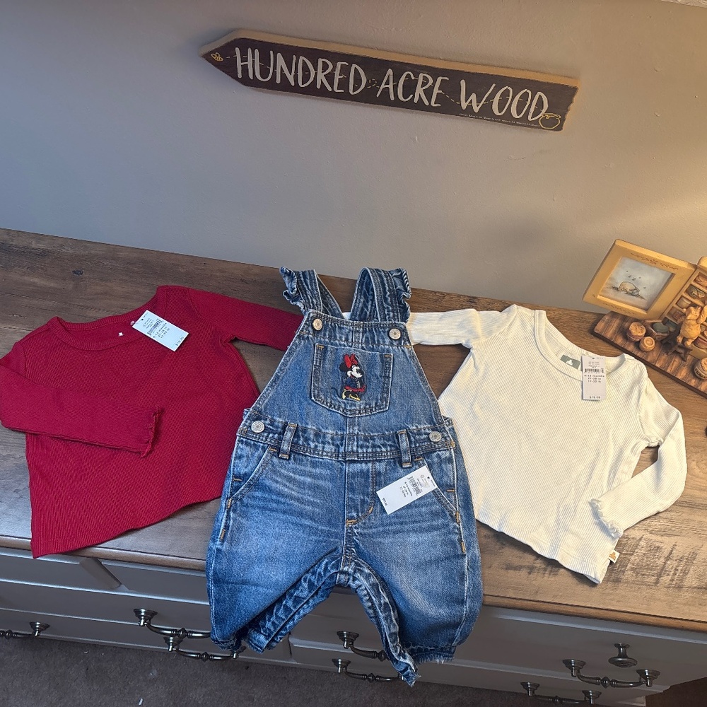 Disney baby gap Minnie mouse overalls set size 6 - 12 months